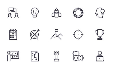 Business icons set outline style