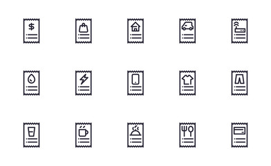 Expenses icons set outline style