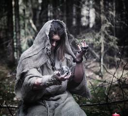 Fairy magician. A sorcerer with a glass sphere, a magical spell and a ritual. Elder with a staff...
