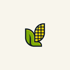 letter L leaf corn logo 