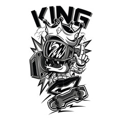 King Black and White Illustration