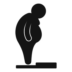 Overweight man on scales icon. Simple illustration of overweight man on scales vector icon for web design isolated on white background