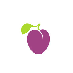 Purple plum. Icon. Isolated plum on white background