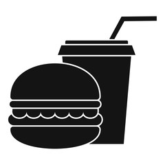 Burger and soda cup icon. Simple illustration of burger and soda cup vector icon for web design isolated on white background