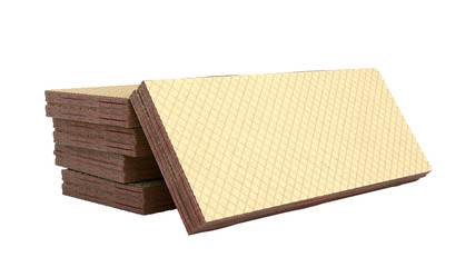 Four rectangle shape wafer biscuits 3d render on white no shadow