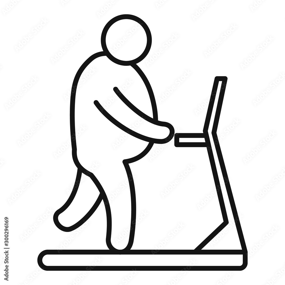 Poster overweight man treadmill icon. outline overweight man treadmill vector icon for web design isolated 