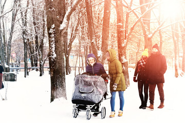 group walk outdoor winter
