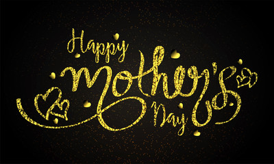 Golden Happy Mother's Day text design.