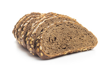 Sliced whole grain bread with oat flakes.