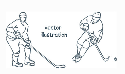 vector hockey player set