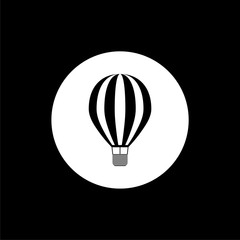 Hot air balloon icon flat illustration for graphic and web design isolated on black background