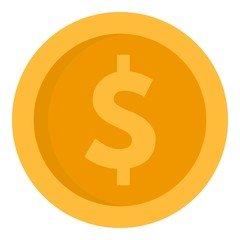 Dollar money coin icon. Flat illustration of dollar money coin vector icon for web design