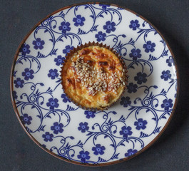 Homemade keto delicious muffin with sesame