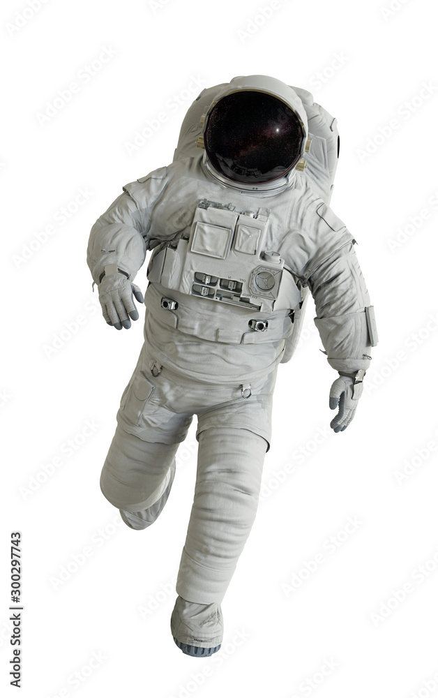 Canvas Prints running astronaut, isolated on white background