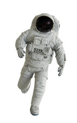 running astronaut, isolated on white background