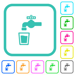 Drinking water vivid colored flat icons