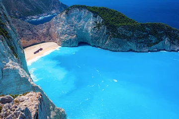 Photo sur Plexiglas Bleu ギリシャ・ザキントス島 夏のナヴァイオビーチの風景