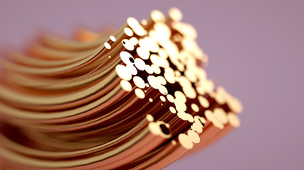 Golden wave background. 3d illustration, 3d rendering.