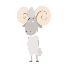 A vector illustration of ram. Domestic animal cartoon.