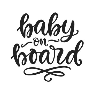 Baby on board hand lettering funny sticker