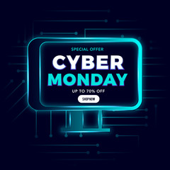 Cyber monday sale poster background vector