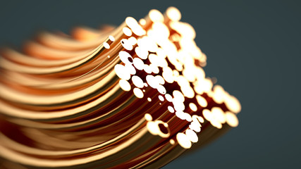 Golden wave background. 3d illustration, 3d rendering.