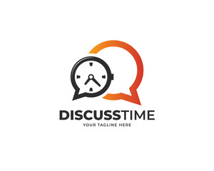 Obraz premium discussion time logo design vector