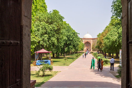 Bu Halima Gateway and West Entrance Portal to Humayun's Tomb and Square. UNESCO World Heritage in Delhi, India. Asia.