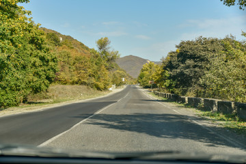 Road and nature view from Tbilisi to Kazbegi by private car