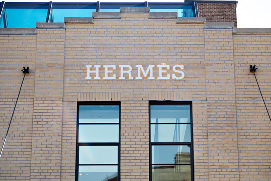 Hermes store in Meatpacking District /46 Gansevoort Street in New York. 