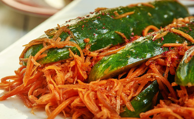 Spicy stuffed cucumber kimchi