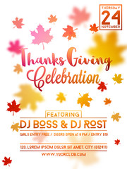 Invitation card for Thanksgiving Day Party.