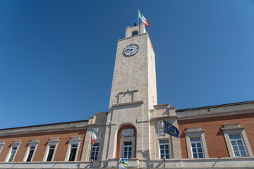 Fototapeta na wymiar Townhall of Latina, Italy, in rationalist style