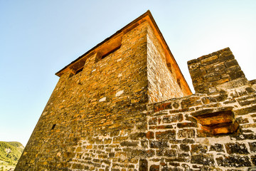 building under construction, photo as a background , in ainsa sobrarbe , huesca aragon province