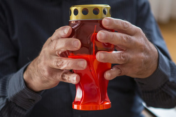 Sorrow man over loss his nearest relative