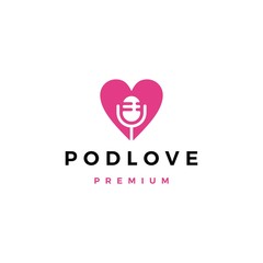 mic love podcast logo vector icon illustration