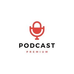 mic podcast logo vector icon illustration