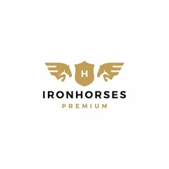 horse coat of arms logo vector icon illustration