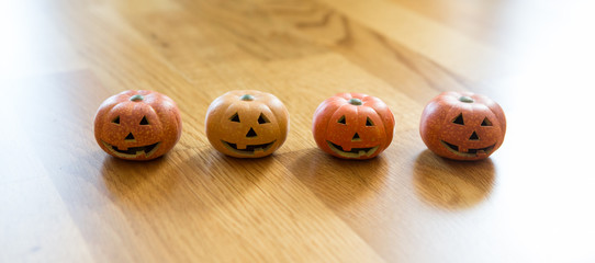 Halloween pumpkin decoration with artificial squash