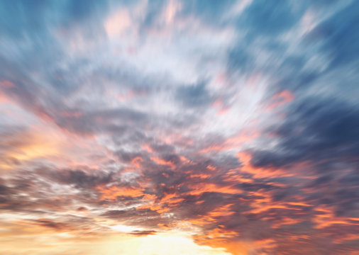 Blurred sunset cloud sky during morning open view out windows beautiful summer spring and peaceful nature background.