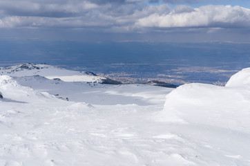 View from the Black Peak on Vitosha Mountain to Sofia