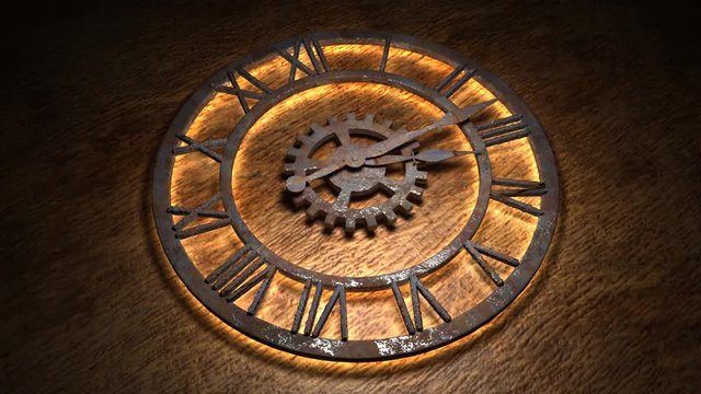 Time laps of an old watch. The hands of the clock spin quickly. Indicate the time is 04:00. Clock Time 4:00.
