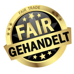 Button with Banner Fair trade (in german)
