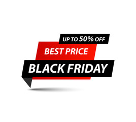 Obraz premium Black Friday Sale tag. Special offer, big sale, discount, best price, mega sale banner. Shop or online shopping. Sticker, badge, coupon, store. Vector Illustration.