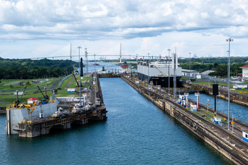 Entering a Lock of the Panama Canal
