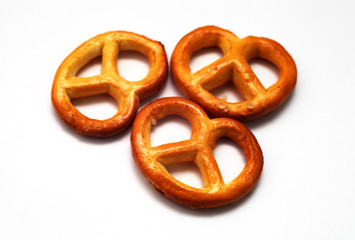 pretzel cookies on a white background close-up