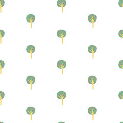 Seamless tree pattern on white background