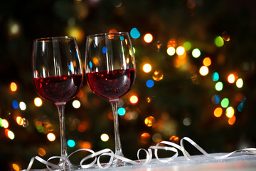 Crystal glasses of wine