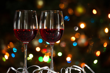 Crystal glasses of wine