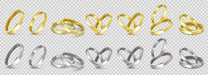 Fotobehang vector gold and silver wedding rings isolated on white © sveta
